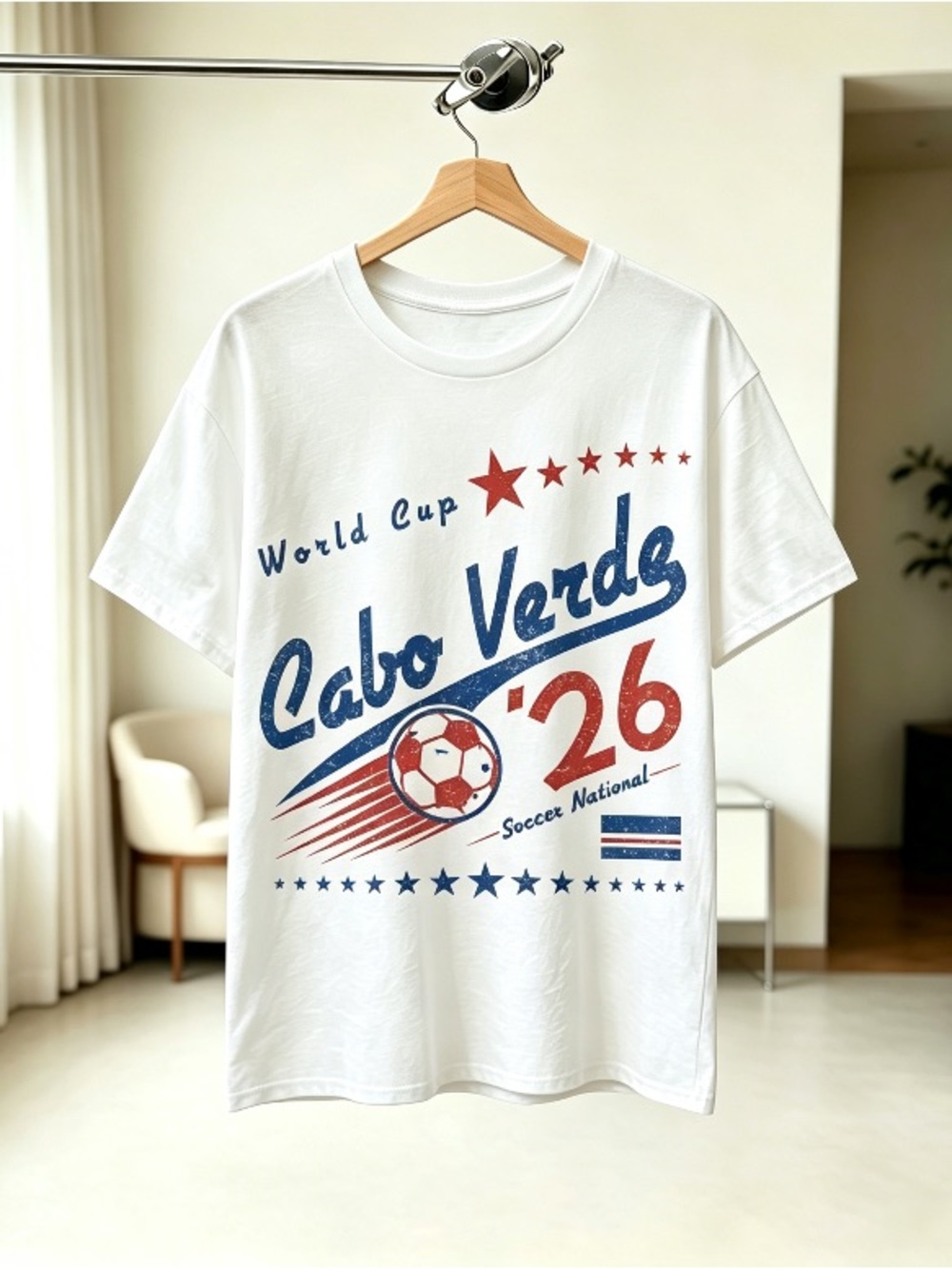 Vintage Cape Verde Soccer Shirt, Retro 90s Flag Cape Verde Team white Unisex